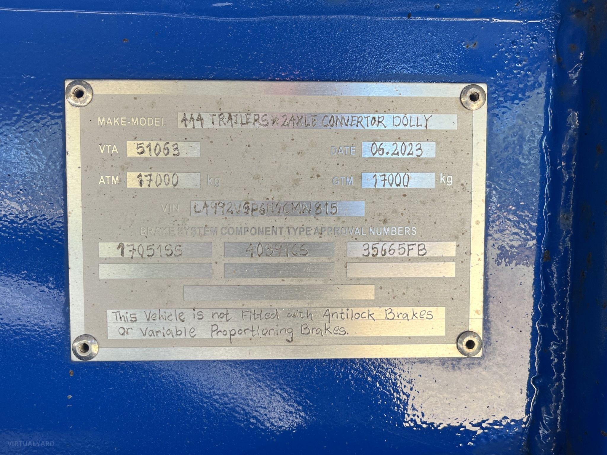 AAA TRAILERS CONVERTOR DOLLY